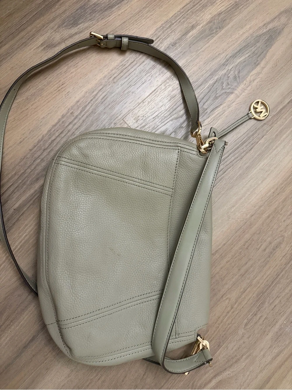 Michael Kors Taupe Leather Crossbody Bag with Gold Accents